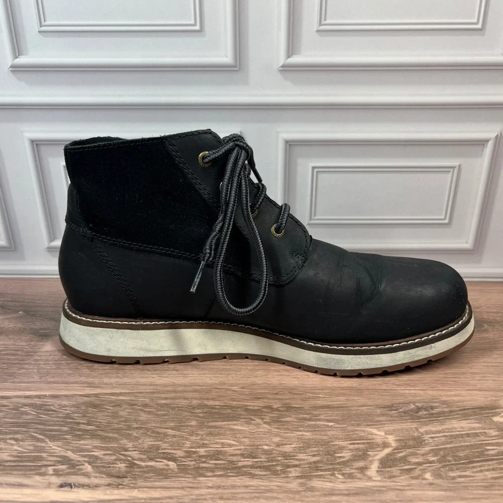 Kodiak McKinney Boots Mens Black Leather Suede Wedge Sole Size 9